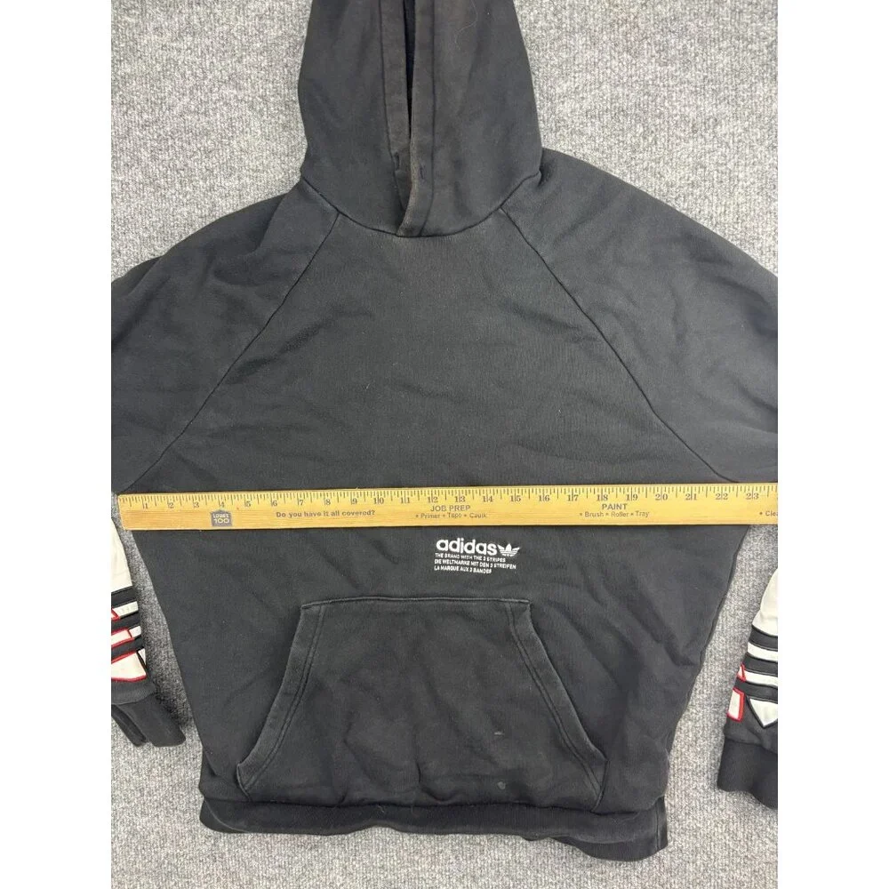 Adidas Hoodie Mens Medium Black Trefoil Pullover Colorblock‎ Sleeves Streetwear